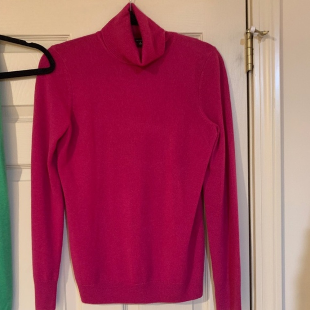 Talbots Pink/Green/Blue Cashmere Turtleneck Sweater/Scarf sz S